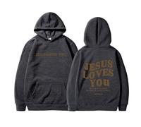Jesus Sweatshirt,Jesus Loves You Hoodie,Christian Faith Sweatshirts Gift for Men WomenJesus Hoodies (Dark gray,M)
