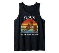 Jesus Take The Reins Funny Barrel Racing Tank Top