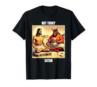 Jesus Temptation by Satan in The Desert - Not Today Satan T-Shirt, Men, Black, Large