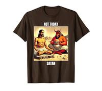 Jesus Temptation by Satan in The Desert - Not Today Satan T-Shirt, Men, Brown, Large