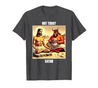 Jesus Temptation by Satan in The Desert - Not Today Satan T-Shirt, Men, Dark Heather Grey, 3X-Large