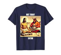 Jesus Temptation by Satan in The Desert - Not Today Satan T-Shirt, Men, Navy Blue, Small