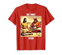 Jesus Temptation by Satan in The Desert - Not Today Satan T-Shirt, Men, Red, Large