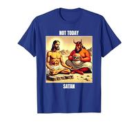 Jesus Temptation by Satan in The Desert - Not Today Satan T-Shirt, Men, Royal Blue, X-Large