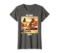 Jesus Temptation by Satan in The Desert - Not Today Satan T-Shirt, Women, Asphalt Grey, X-Large