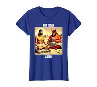 Jesus Temptation by Satan in The Desert - Not Today Satan T-Shirt, Women, Royal Blue, Medium