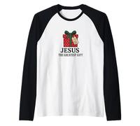 Jesus The Greatest Gift Christmas Box Raglan Baseball Tee