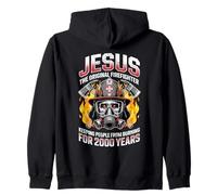 Jesus The Original Firefighter Christian Savior Protection Zip Hoodie
