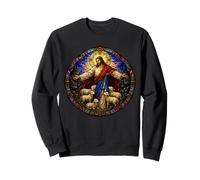 Jesus the Shepherd Medieval Cathedral Mosaic Art Lambs Sweatshirt