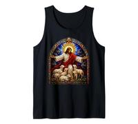 Jesus the Shepherd Medieval Cathedral Mosaic Art with Lambs Tank Top