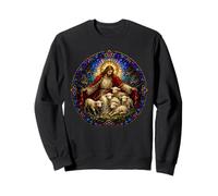 Jesus the Shepherd Protects Lambs Cathedral Mosaic Art Sweatshirt
