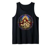 Jesus the Shepherd Protects Lambs Cathedral Mosaic Art Tank Top