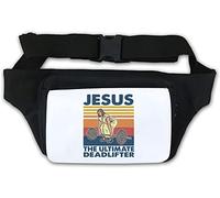 Jesus The Ultimate Deadlifter Funny Powerlifting Graphic Waist Bag Fanny Pack White