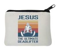 Jesus The Ultimate Deadlifter Funny Swole Jesus Neoprene Coin Purse Pouch 10x11cm White