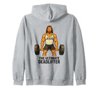 Jesus The Ultimate Deadlifter Gym Faith Strength Zip Hoodie
