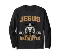 Jesus The Ultimate Deadlifter Jesus Deadlift Christian Men Long Sleeve T-Shirt