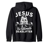 Jesus The Ultimate Deadlifter Motivational Christian Gym Zip Hoodie