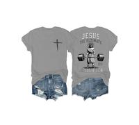 Jesus The Ultimate Deadlifter Shirt, Funny Christian Workout Gym T-Shirt, Unisex Funny Christian Jesus T-Shirt Grey