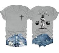 Jesus The Ultimate Deadlifter Shirt V Neck, Funny Christian Workout Gym T-Shirt, Unisex Funny Christian Jesus T-Shirt