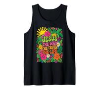 Jesus The Way The Truth The Life 70s Retro Tropical Floral Tank Top