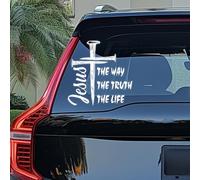 Jesus The Way The Truth The Life Christian Car Decal Sticker - Cross Sticker Jesus Decal, Christian Gift, Vinyl Car Decal for Car Truck Window Laptop Water Bottle (Large | 5.8")