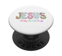 Jesus The Way The Truth The Life Christian Faith Design PopSockets Adhesive PopGrip