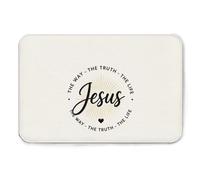 Jesus The Way The Truth The Life Flannel Mat 18x47 InchNon Slip Rug | Non Slip Rubber Back, Soft Absorbent Flannel, Machine Washable, Faith Bible Quote Design, Entryway Bedroom Living Room