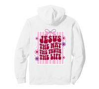 Jesus The Way The Truth The Life Retro Coquette Bow Pullover Hoodie