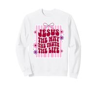 Jesus The Way The Truth The Life Retro Coquette Bow Sweatshirt