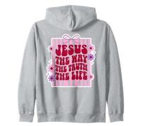 Jesus The Way The Truth The Life Retro Coquette Bow Zip Hoodie