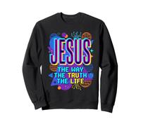 Jesus The Way The Truth The Life Retro Glitch Faith Sweatshirt