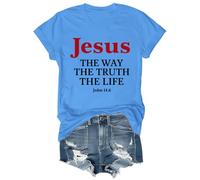 Jesus The Way The Truth The Life Shirt Christian Tshirts Men Jesus T Shirts for Women Carolina Blue