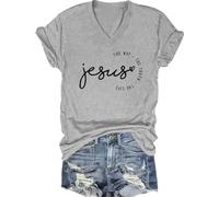 Jesus The Way The Truth The Life V Neck Shirt Christian T Shirts for Men Women Grey