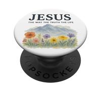 Jesus The Way The Truth The Life Watercolor Mountains PopSockets Adhesive PopGrip
