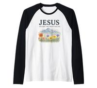 Jesus The Way The Truth The Life Watercolor Mountains Raglan Baseball Tee