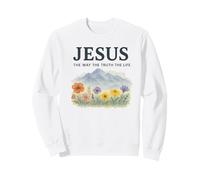Jesus The Way The Truth The Life Watercolor Mountains Sweatshirt