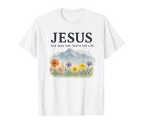 Jesus The Way The Truth The Life Watercolor Mountains T-Shirt