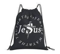 Jesus The Way The Truth The Life Women Men Swimming Bag Large String Backpack Portable Drawstring Bag For Football Hiking Sports