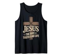Jesus The Way Truth and Life Cross Message Tank Top