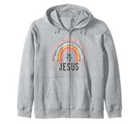 Jesus The Way Truth Life Christian Rainbow Scripture Zip Hoodie