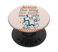 Jesus The Way Truth Life Cross Bible Verse Retro PopSockets Adhesive PopGrip