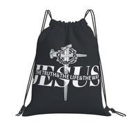 Jesus The Way Truth Life Cross Nails Women Men Drawstring Backpack Durable Swimming Bag Lightweight String Backpack For Gym Beach Hiking