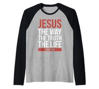 Jesus The Way Truth Life John 14 6 Christian Bible Verse Raglan Baseball Tee