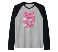 Jesus The Way Truth Life John 14 6 Christian Bible Verse Raglan Baseball Tee