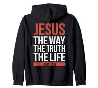 Jesus The Way Truth Life John 14 6 Christian Bible Verse Zip Hoodie