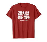 Jesus The Way Truth Life John 14:6 Christian Religious Print T-Shirt