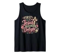 Jesus Thinks I'm a Delight Christian Floral Quote Tank Top