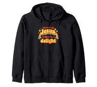 Jesus Thinks I'm A Delight Groovy Retro Christian Art Quote Zip Hoodie