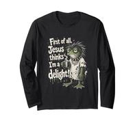 Jesus Thinks I'm A Delight Grumpy Frog Coffee Lover Long Sleeve T-Shirt