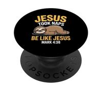 Jesus Took Naps Bible Verse Sleeping Sloth Christian Pajamas PopSockets Adhesive PopGrip